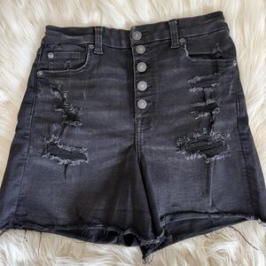 American Eagle Outfitters Black Distressed Jean Shorts
